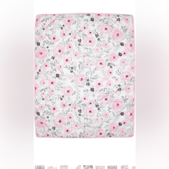 Blossom Pink Watercolor Floral 3-Piece Baby Crib Bedding Set - Picture 2 of 7